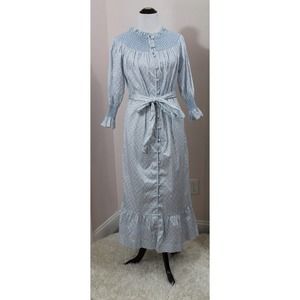Dondolo Light Blue Midi Smocked-Yoke Button-Front Dress